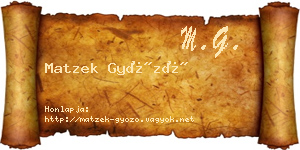 Matzek Győző névjegykártya